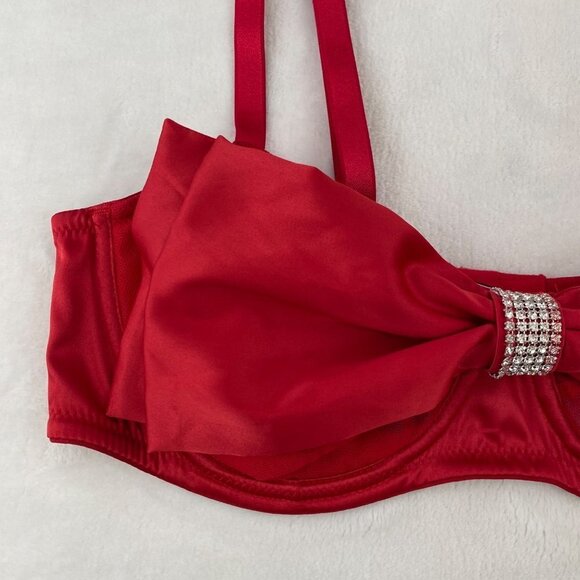 Victoria's Secret Dream Angels Red Satin Bow Bling Sling Push Up Bra - Picture 7 of 12